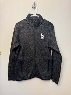 Port Authority full-zip sweater fleece jacket in a dark charcoal heather.